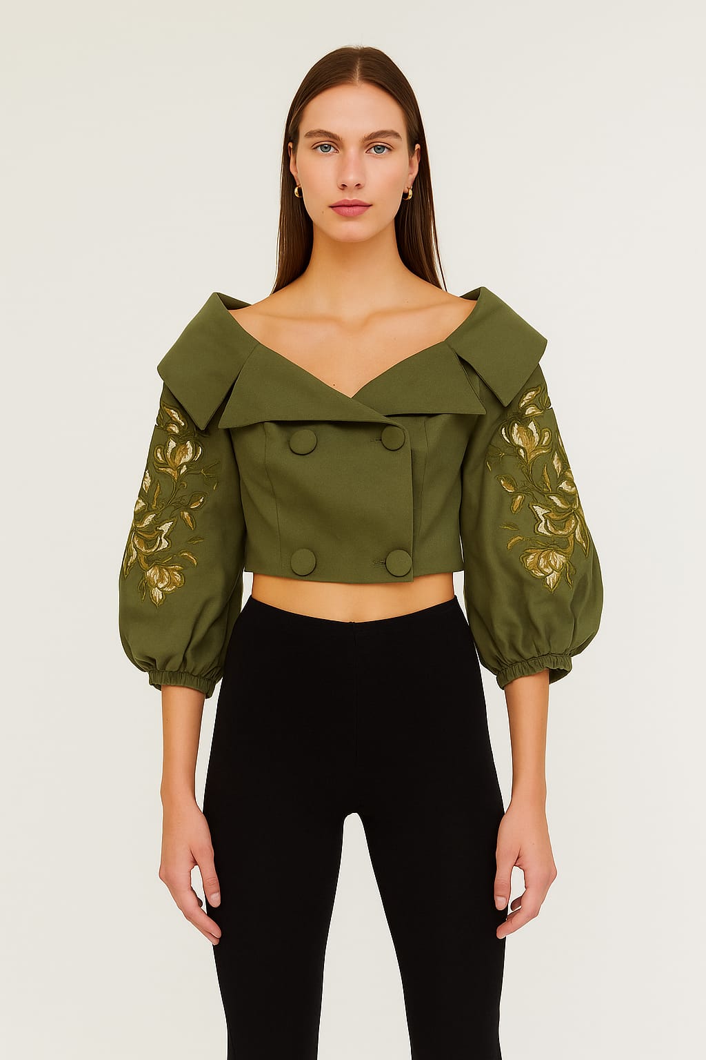 CINNTRE - Blusa Bordada Army