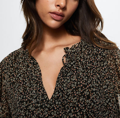 MNG- Vestido floral volantes