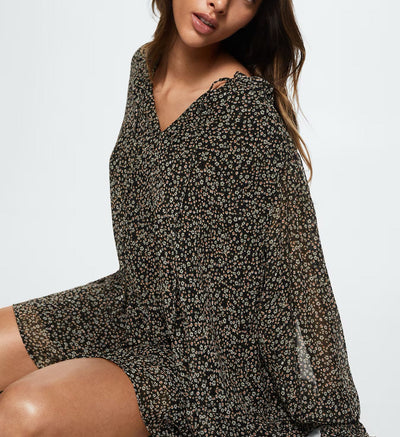 MNG- Vestido floral volantes