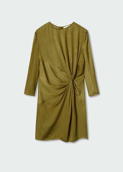 MNG- Vestido satinado nudo