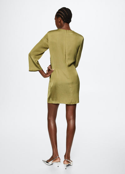 MNG- Vestido satinado nudo