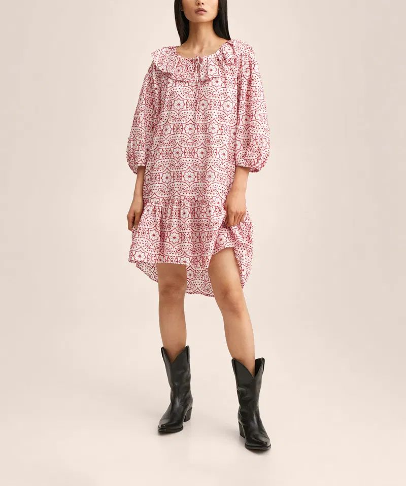 MNG - Vestido bordado algodón