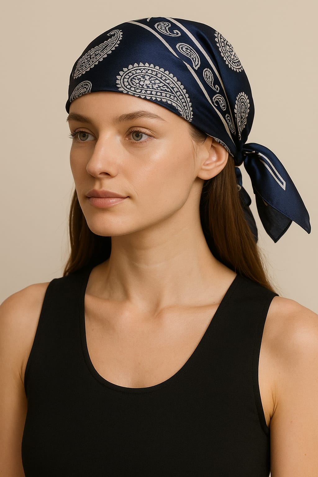 essentials - Pañoletas Satinada Paisley Azul