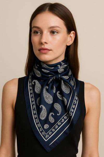 essentials - Pañoletas Satinada Paisley Azul