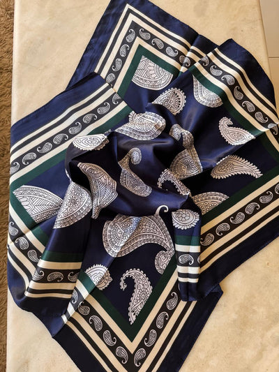 essentials - Pañoletas Satinada Paisley Azul