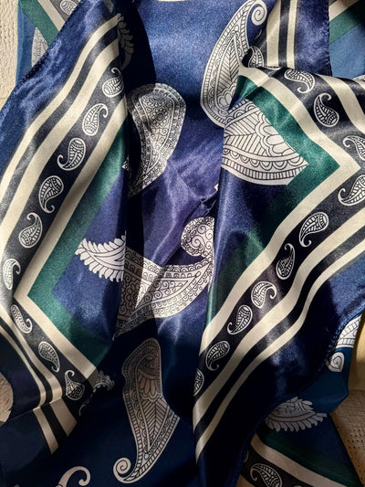 essentials - Pañoletas Satinada Paisley Azul