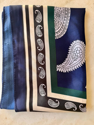 essentials - Pañoletas Satinada Paisley Azul