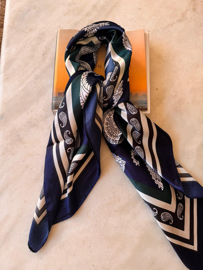 essentials - Pañoletas Satinada Paisley Azul