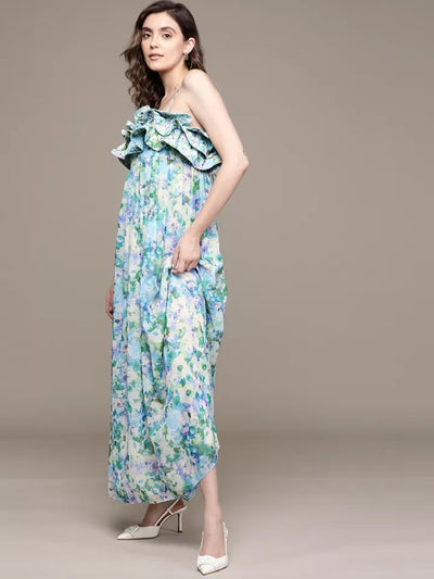 MNG - Vestido floral con volantes
