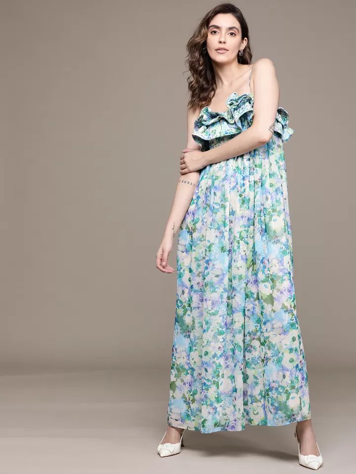 MNG - Vestido floral con volantes