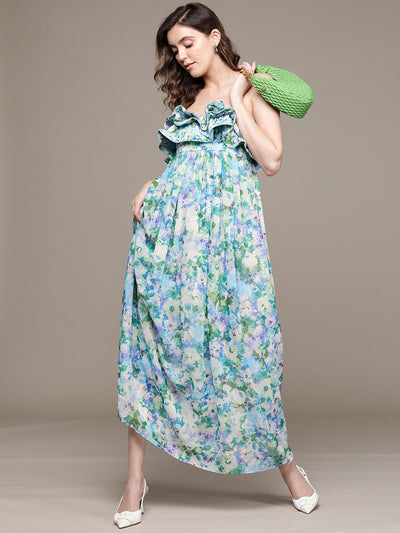 MNG - Vestido floral con volantes