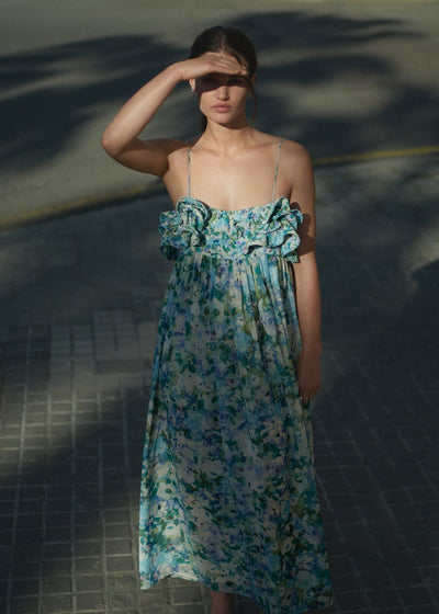 MNG - Vestido floral con volantes