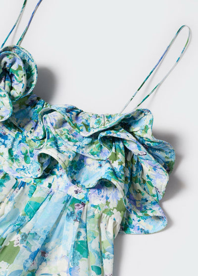 MNG - Vestido floral con volantes