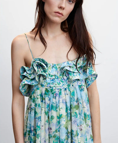 MNG - Vestido floral con volantes