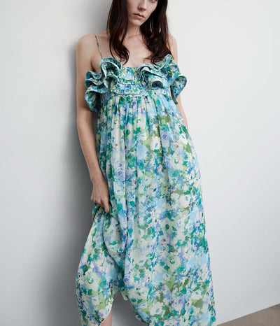 MNG - Vestido floral con volantes