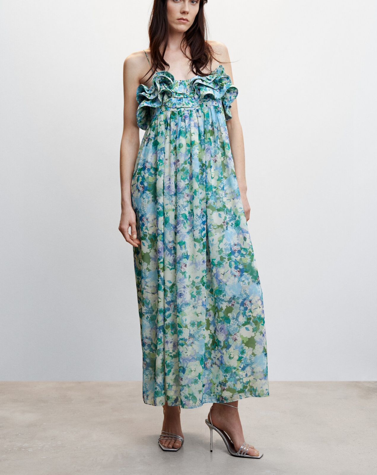 MNG - Vestido floral con volantes