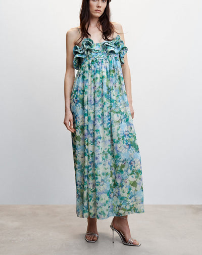 MNG - Vestido floral con volantes