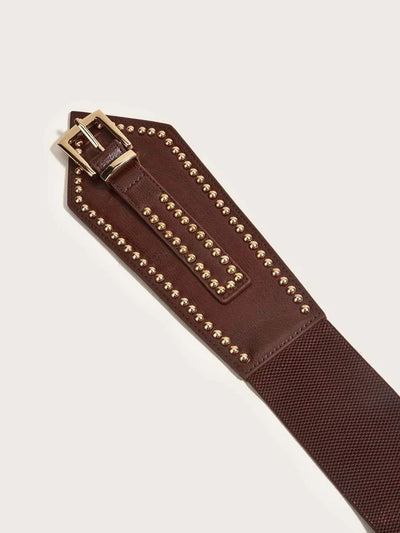 Unico - Cinturon tachas Engomado Hebilla Marron