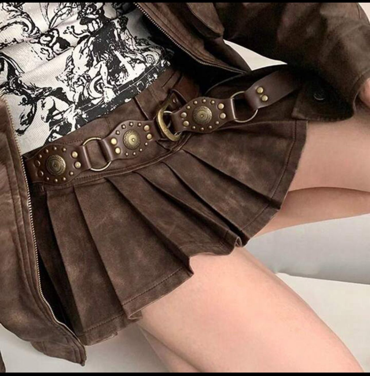 Unico - Cinturon Remaches Ajustables Marron