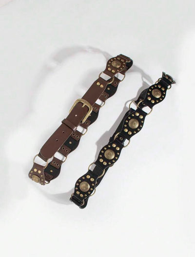 Unico - Cinturon Remaches Ajustables Marron