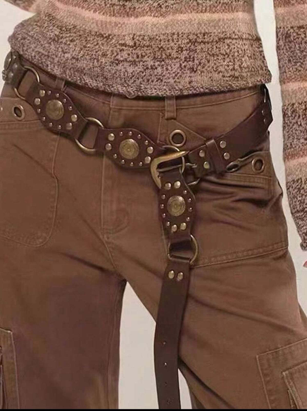 Unico - Cinturon Remaches Ajustables Marron