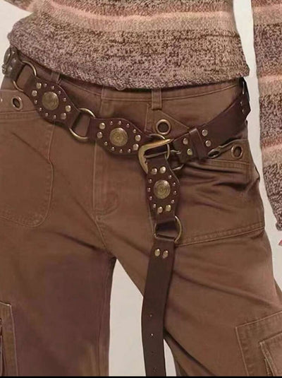 Unico - Cinturon Remaches Ajustables Marron