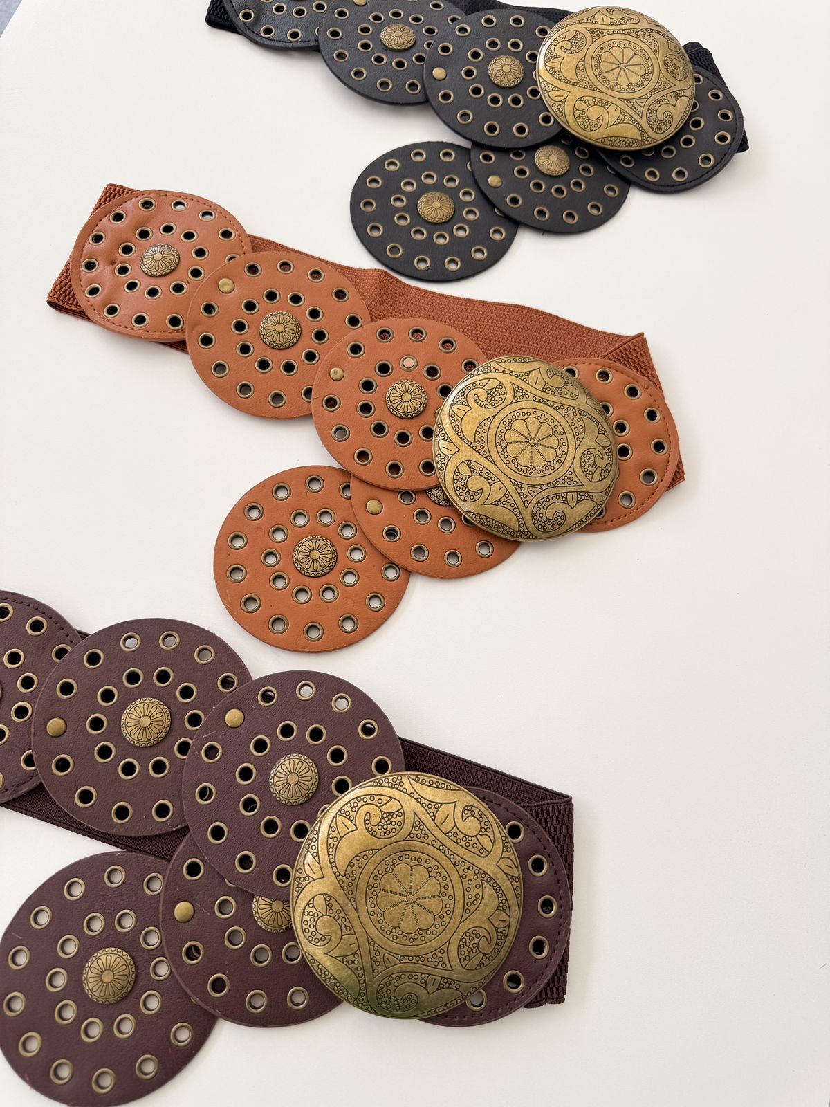 Unico - Cinturon boho elastico Marron