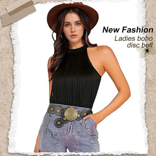 Unico - Cinturon boho elastico Negro
