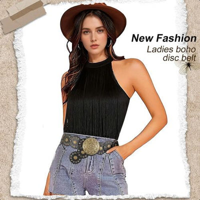 Unico - Cinturon boho elastico Negro