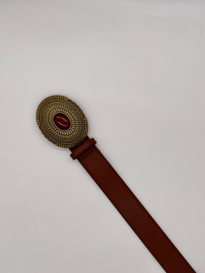 Unico - Cinturon Hebilla Oro Viejo Marron