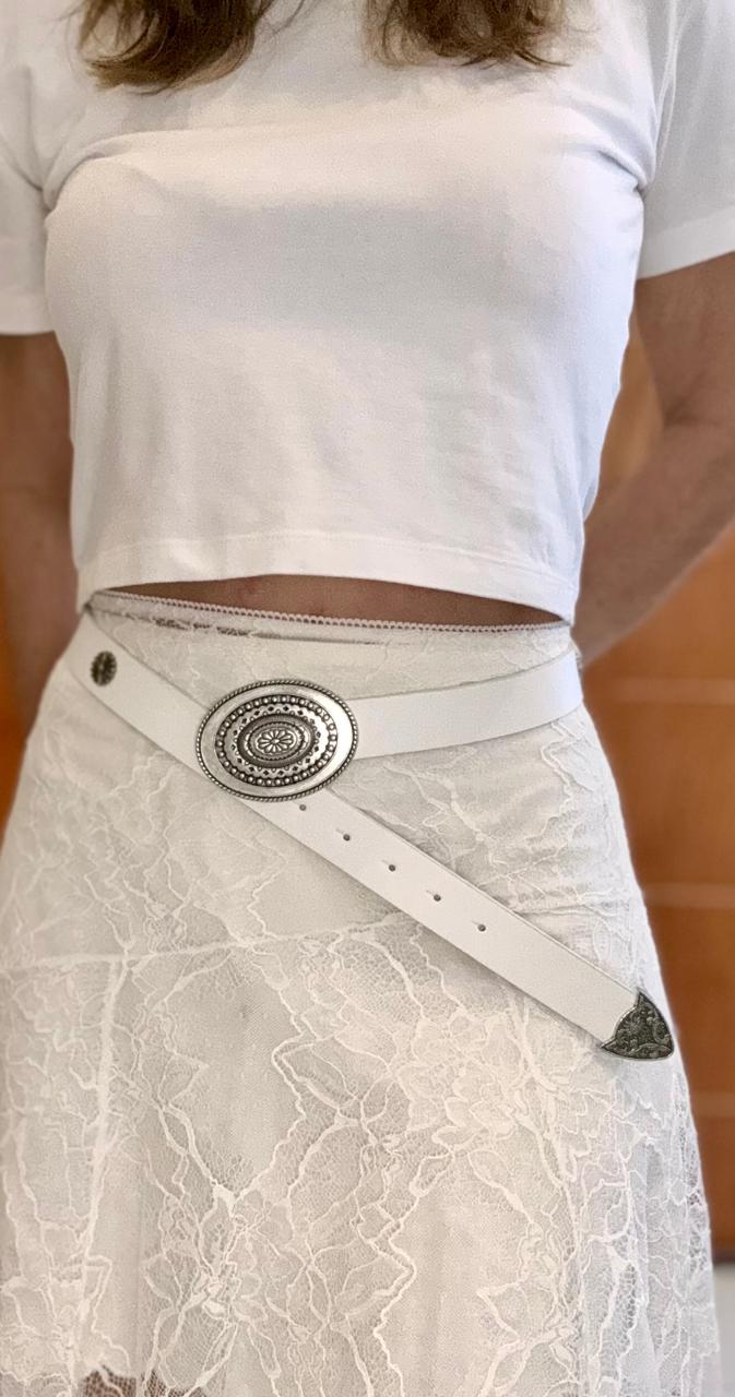 Unico - Cinturon Hebilla Metal Blanco