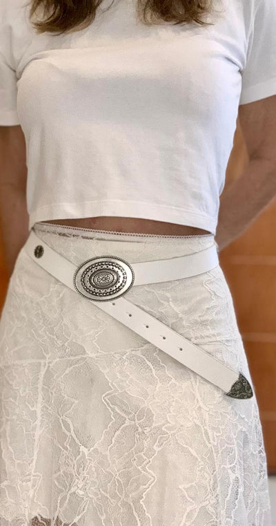 Unico - Cinturon Hebilla Metal Blanco
