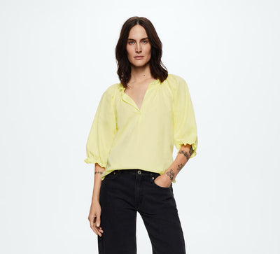 MNG - Blusa algodón manga abullonada
