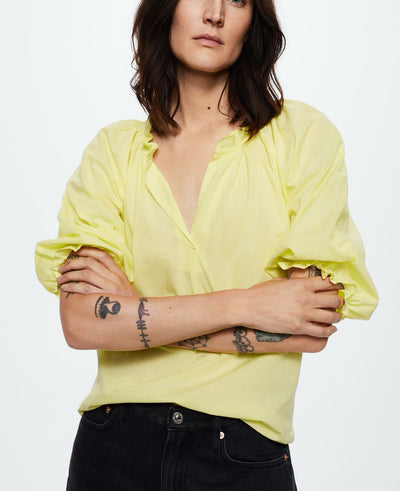 MNG - Blusa algodón manga abullonada