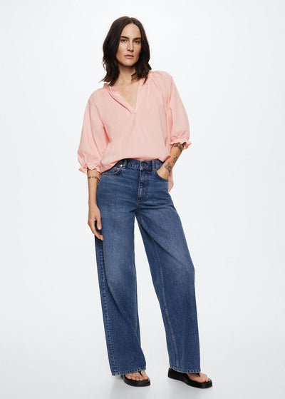 MNG - Blusa algodón manga abullonada