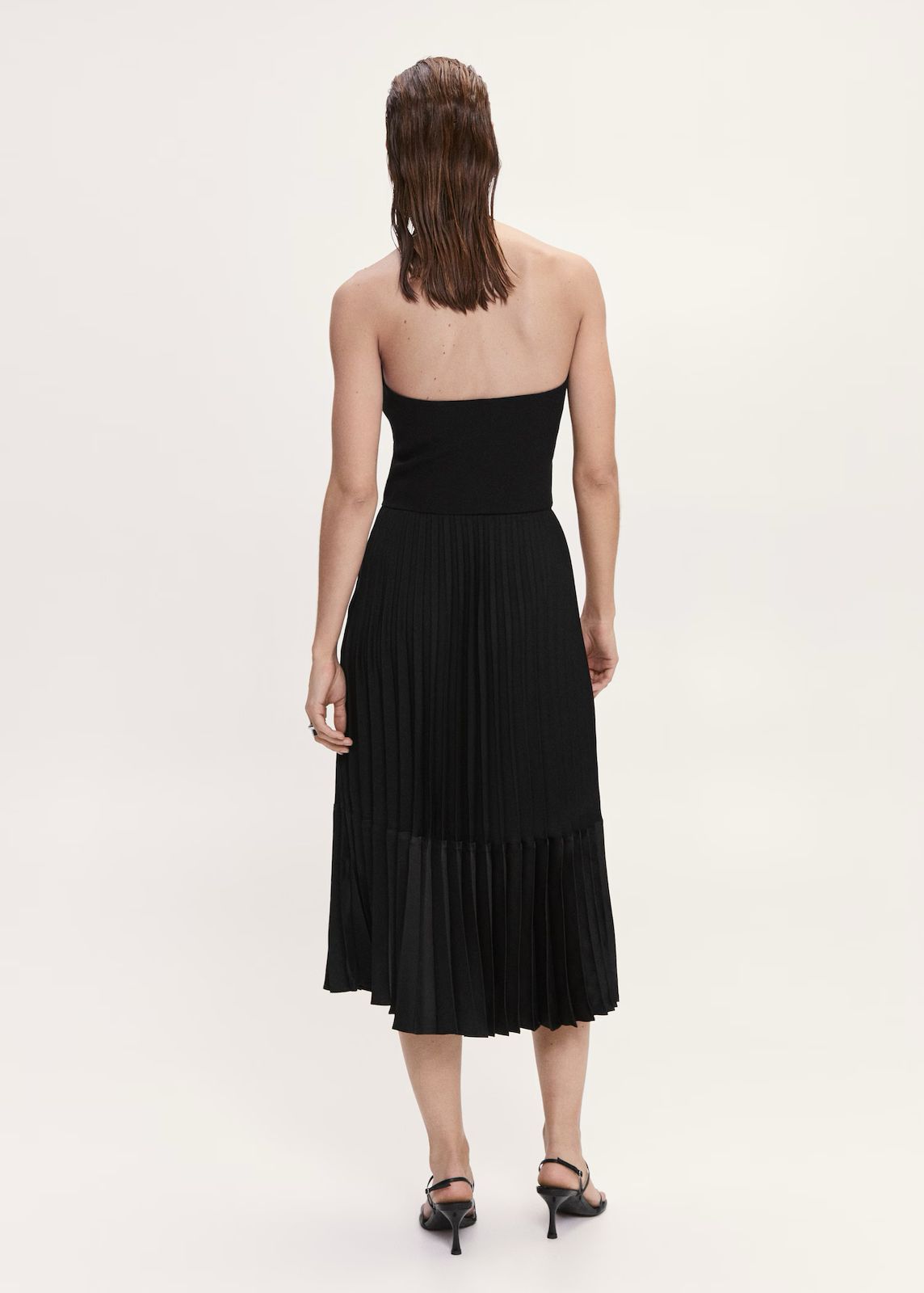 MNG- Falda midi plisada satinada