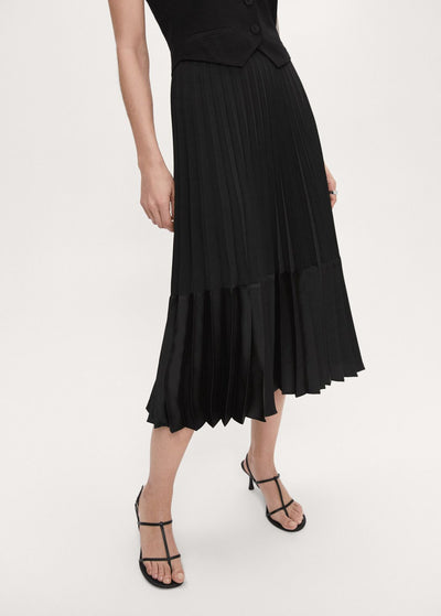 MNG- Falda midi plisada satinada