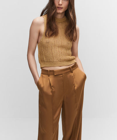 MNG - Pantalón satinado detalle pinzas