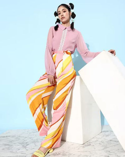 MNG - Pantalón palazzo estampado Sin cinturon