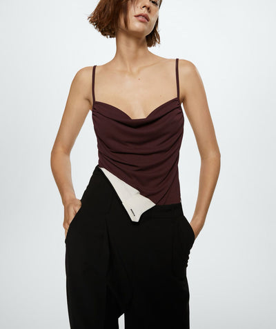 MNG- Top escote drapeado