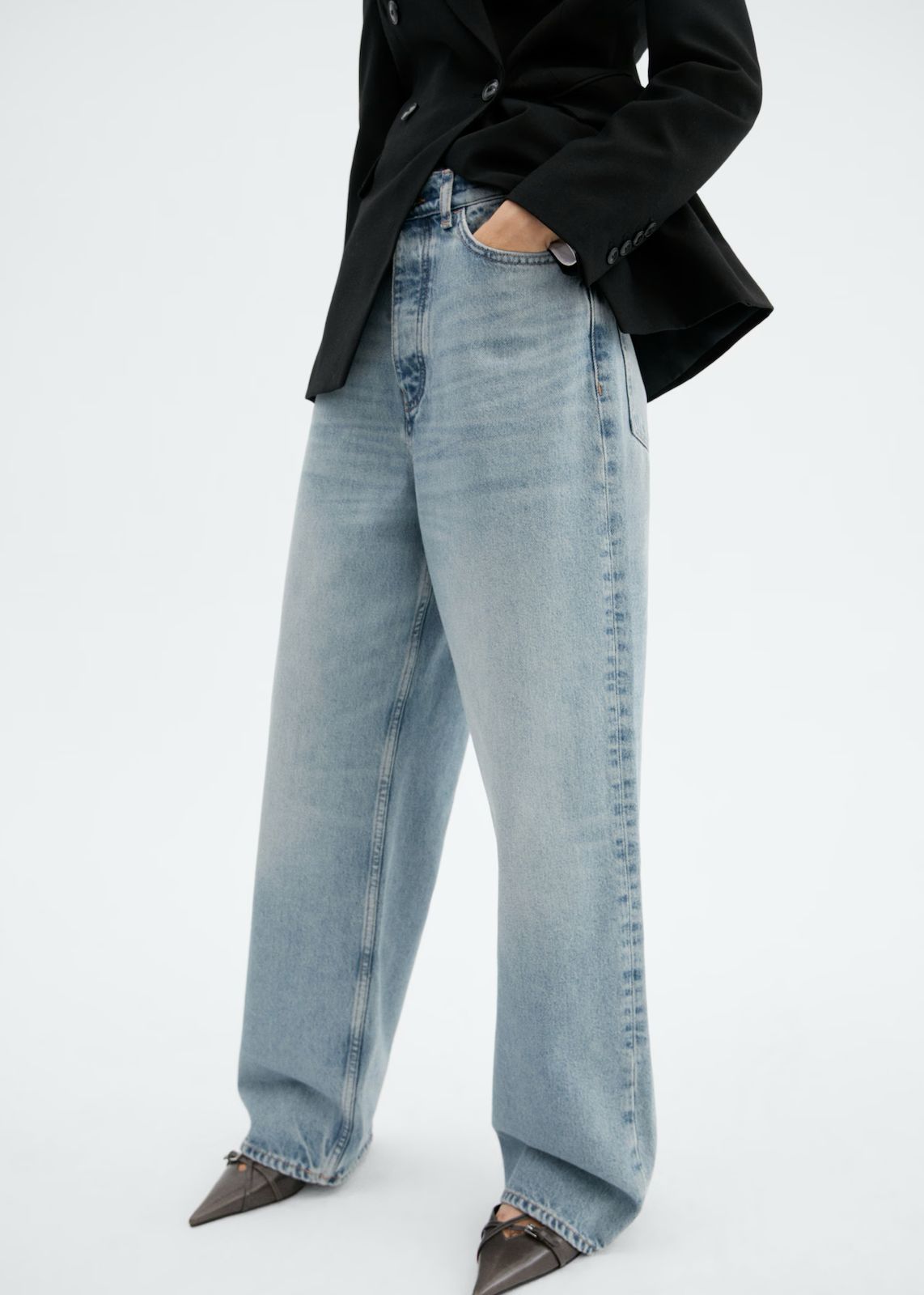 MNG - Jeans wideleg tiro medio