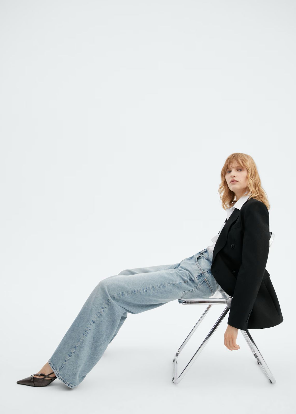 MNG - Jeans wideleg tiro medio