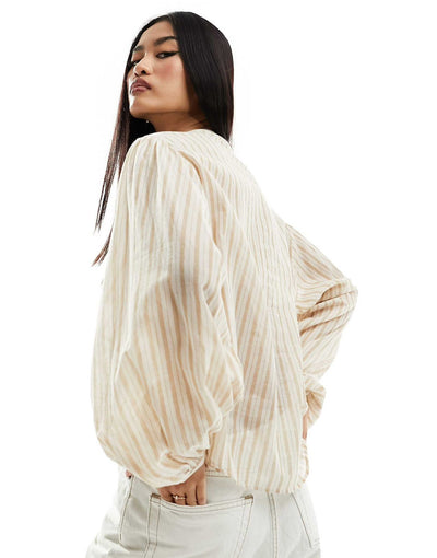 MNG -Blusa botones manga abullonada