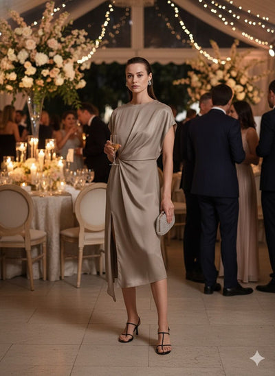 MNG - Vestido satinado abertura