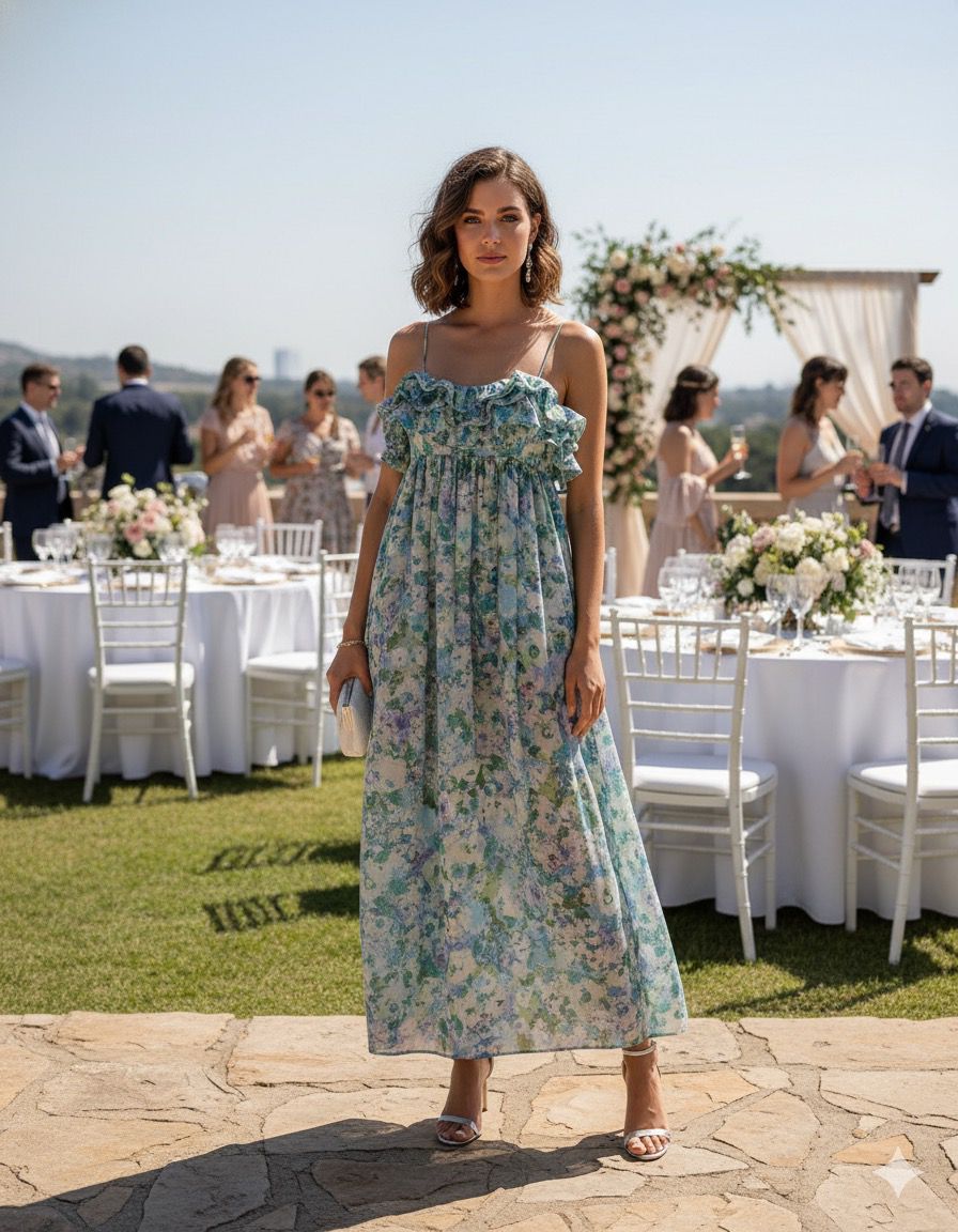 MNG - Vestido floral con volantes