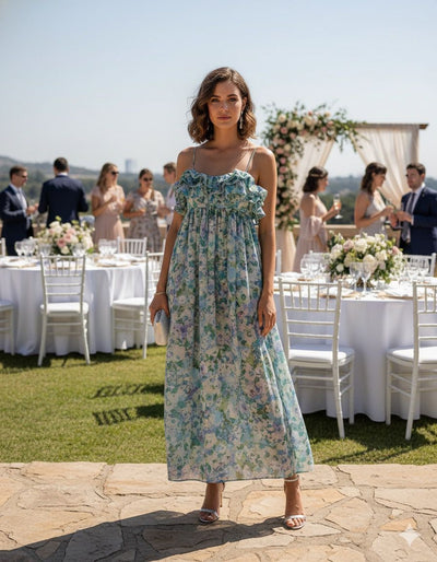 MNG - Vestido floral con volantes