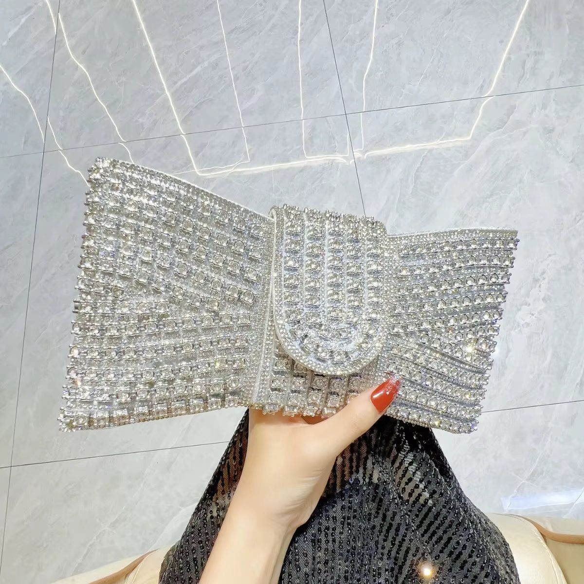 Essentials -  Clutch Brillantes Plata