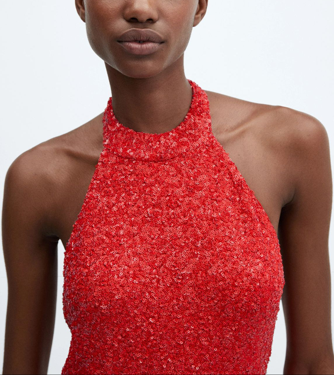 MNG - Vestido lentejuelas cuello halter