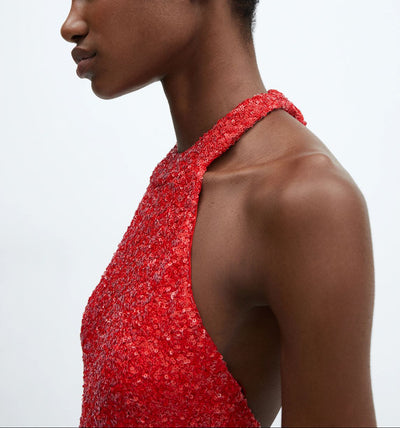 MNG - Vestido lentejuelas cuello halter