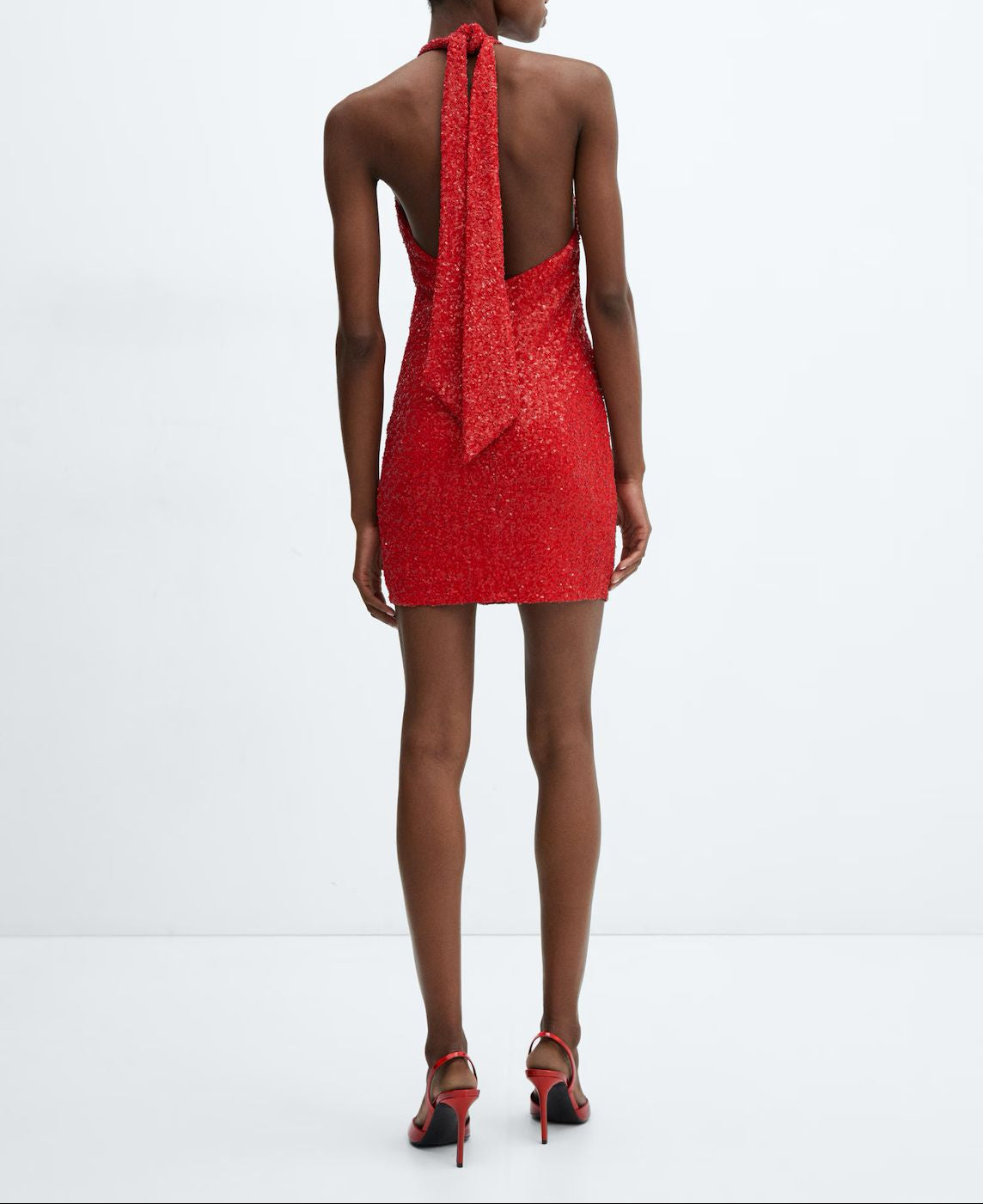 MNG - Vestido lentejuelas cuello halter